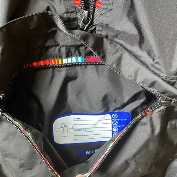 K-Way Black Half-Zip Hooded Windbreaker Jacket Size Medium - Picture 6 of 16